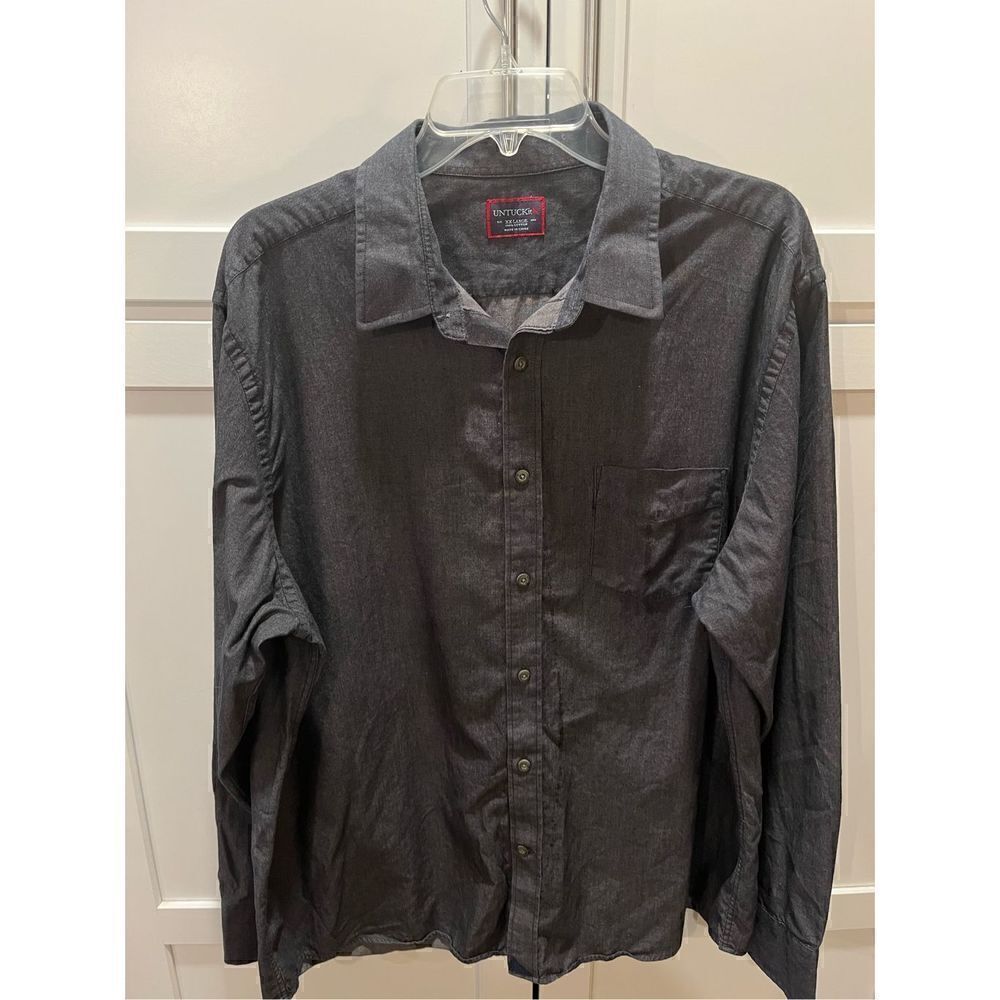 UNTUCKit Men’s Gray Long Sleeve Button Down Shirt Sz 2XL